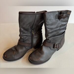 Pikolinos Le Mans Moto Biker Mid Calf Leather Boots Women’s 40 US 9 Gray Brown